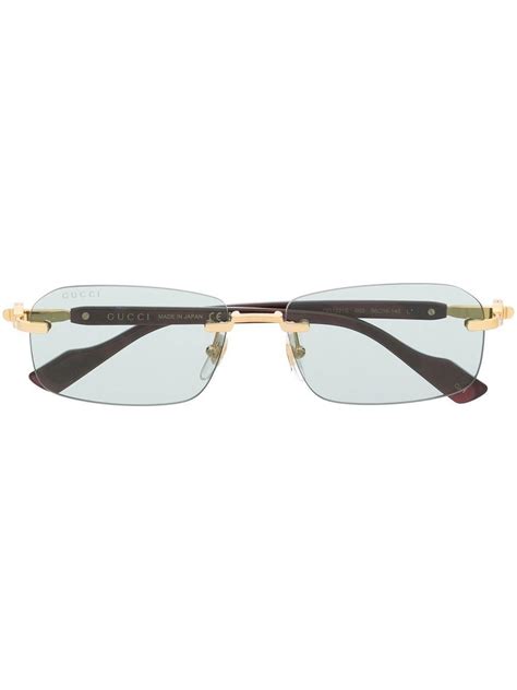 gucci rimless rectangle frame sunglasses in metallic for men lyst australia