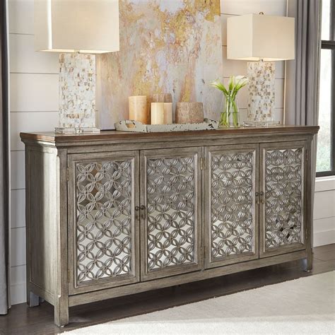 Eclectic Living White And Brushed Gray 4 Door Accent Cabinet From