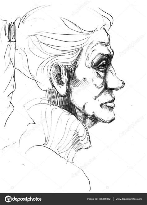 Pencil Sketch Of Old Woman Vlrengbr
