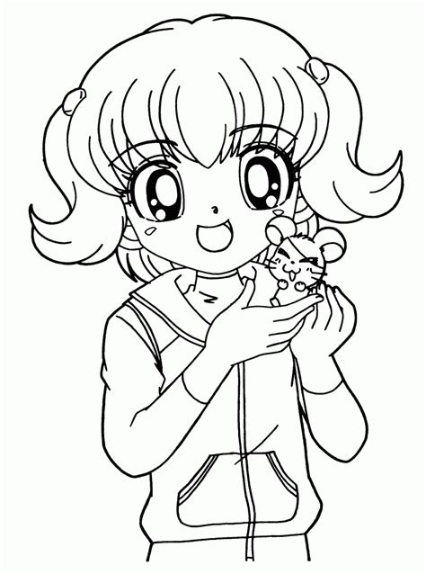 Coloring Page Anime Girl With Color Coloring Pages