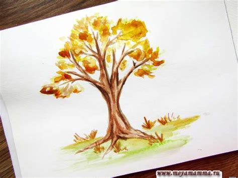 Как рисовать осеннее дерево красками поэтапно