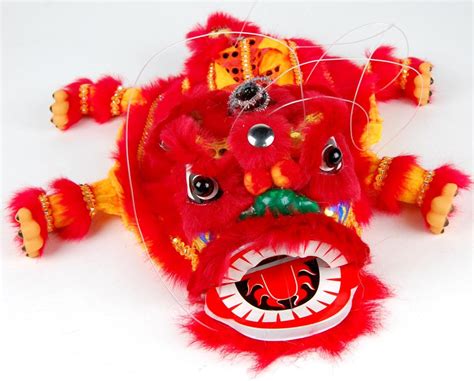 Chinese Red Gold Lion Puppet New Year Dance Toy Play Foo Dog Fu