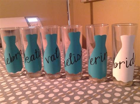 Bridal Party Dress Shot Glass Decals Vinyl Decal Set