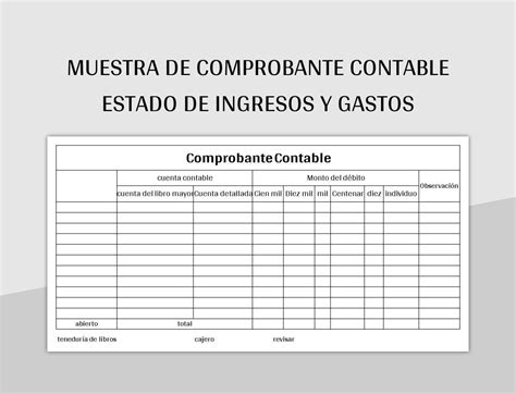Plantilla De Excel Muestra De Comprobante Contable Estado De Ingresos Y
