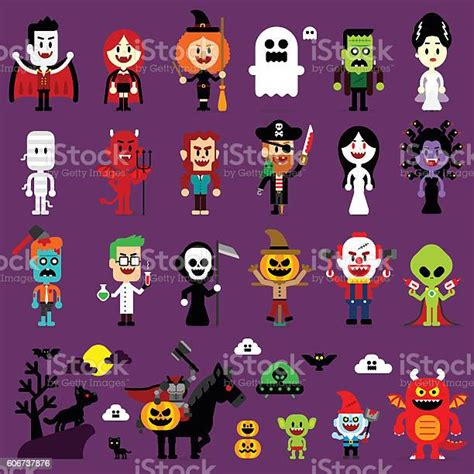 Halloween Monsters Mash Characters Stock Illustration Download Image