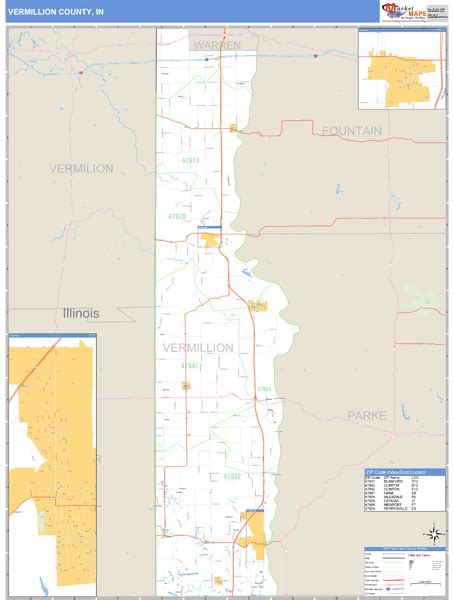Vermillion County Indiana Zip Code Wall Map