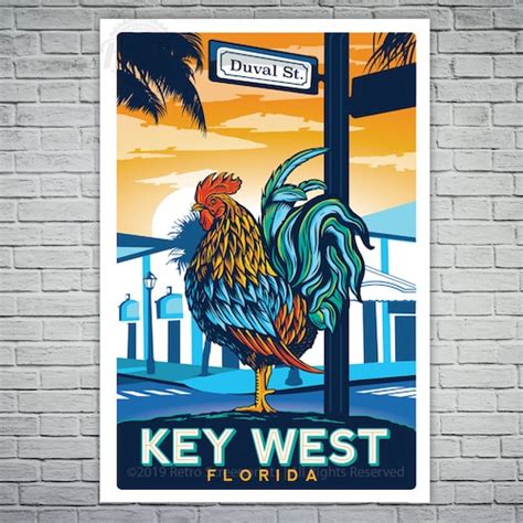 Key West Map Print Key West Map Florida Map Art Key West Etsy