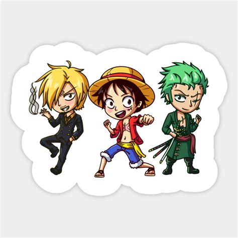 Luffy Zoro And Sanji Chibis One Piece Sticker