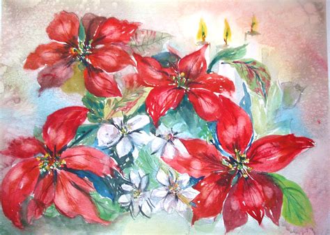 How To Paint Red Poinsettias In Watercolor 15 Steps