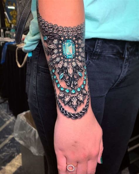 Turquoise And Diamond Wristlet Jewelry Tattoo Sleeve Tattoos