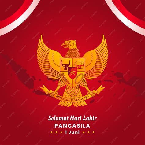 Premium Vector Happy Pancasila Day Background With Indonesian Flags