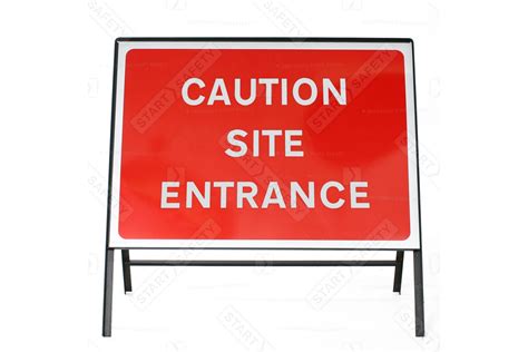 Caution Site Entrance Road Sign 1050x750mm Metal Sign