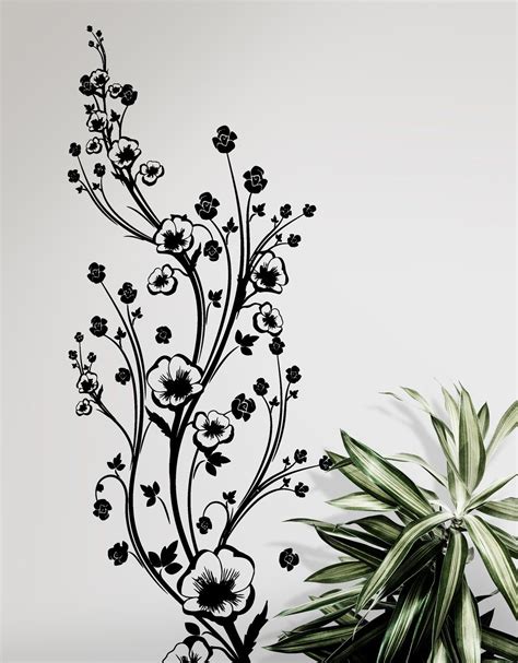 Flower Floral Vine Wall Decal Design Vinyl Wall Decals Wall