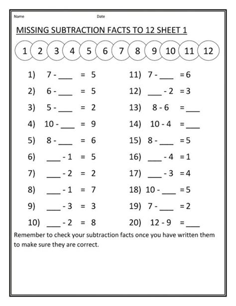 Math Computation Worksheets Subtraction Learning Printable Year 7