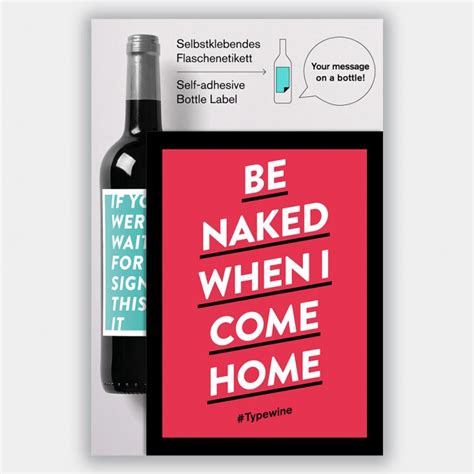 Typewine Wine Bottle Label Be Naked HUS HEM