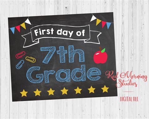 First Day Of 7th Grade Sign Printable 1st Day Of Seventh Etsy