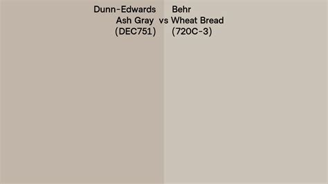 Dunn Edwards Ash Gray Dec751 Vs Behr Wheat Bread 720c 3 Side By