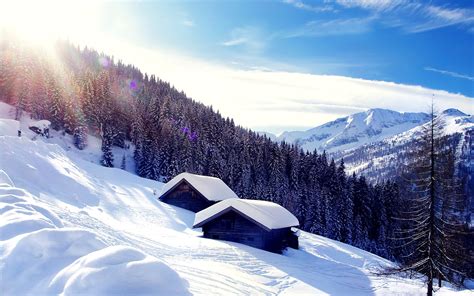 Winter Winter Chalet Mountains Snow Europe Austria Travel Alps