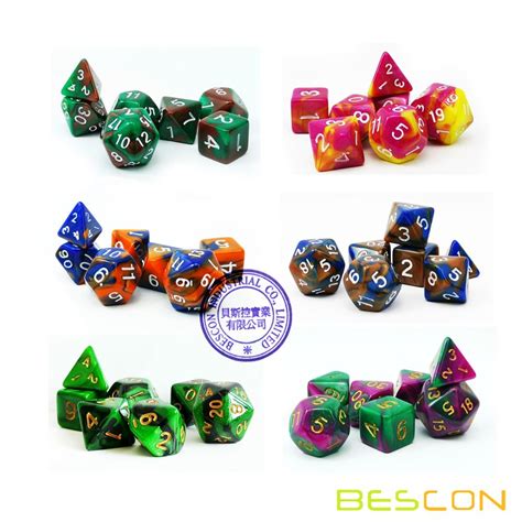 Bescon Mini Two Tone Polyhedral Rpg Dice Set 10mm Small Dice Set D4