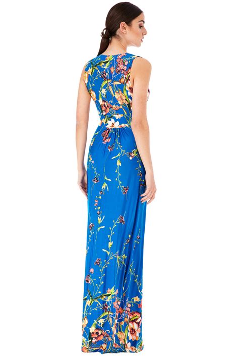 DÁmskÉ ObleČenÍ Dlouhé Letní šaty S Potiskem Květů Modrá Móda šaty