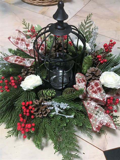 Artificial Christmas Centerpiece With Lantern In Arlington Ma Floral