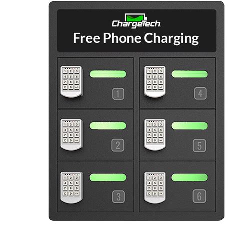 Chargetech Charging Locker 6 Bay Keyless 24wx8lx28h Black Ct300029