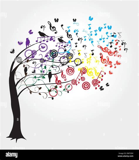 Vector Illustration Tree Musical Notes Hi Res Stock Photography And