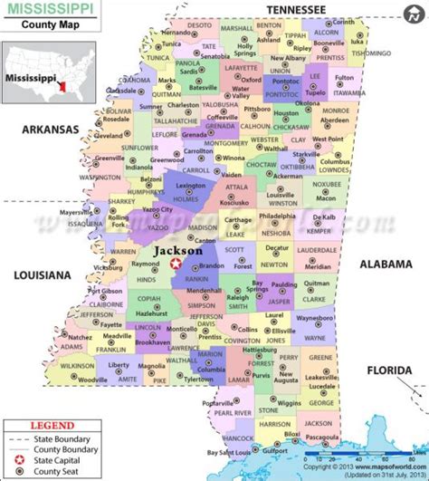 Mississippi currently utilizes 4 area codes. Buy Mississippi County Map