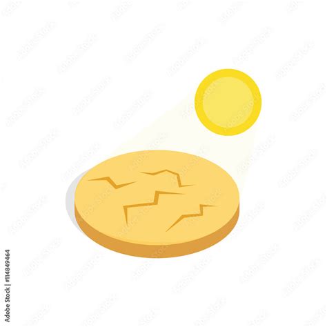 Drought Cracked Desert Landscape Icon In Isometric 3d Style On A White