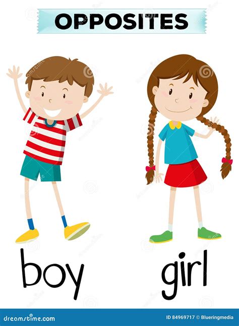 Opposite Words For Boy And Girl Stock Vector Illustration Of Young