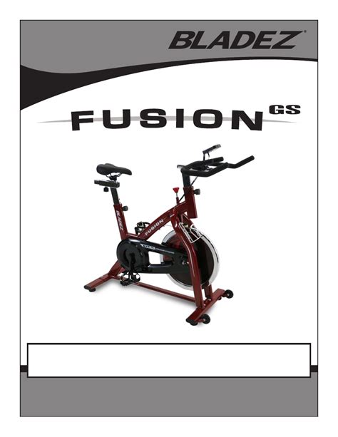 Bladez Fitness Fusion Gs Indoor Cycle User Manual 22 Pages Also For