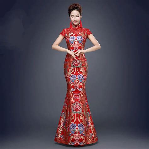 Buy Women Sexy Chinese Traditional Dress Red Chinese Wedding Cheongsam Dress