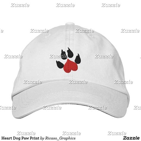 Heart Dog Paw Print Embroidered Baseball Cap Zazzle Embroidered