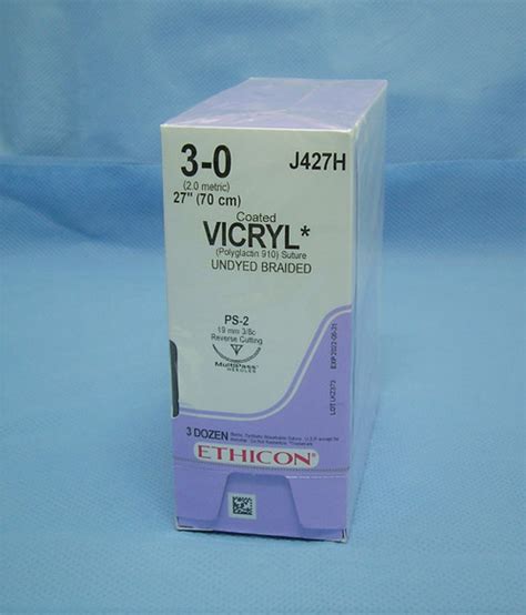 Ethicon J427h Vicryl Suture 3 0 27 Undyed Ps 2 Reverse Cutting