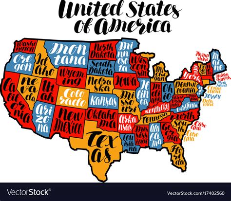 Usa Map Country United States Of America Vector Image