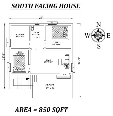 28x28 2bhk Furnished Awesome South Facing House Plan As Per Vastu
