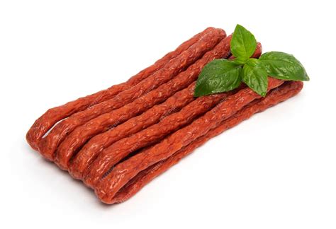 Premium Photo Thin Dry Smoked Pork Or Beef Meat Polish Kabanos Sausages Isolated On White