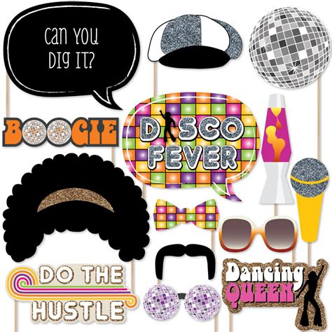 70s Disco 1970s Disco Fever Party Photo Booth Props Kit 20 Count