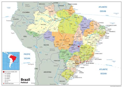 Brazil Political Map Tiger Moon