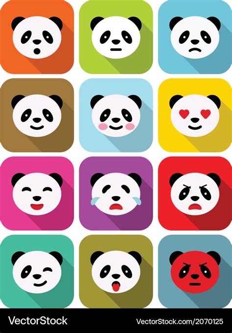 Panda Bear Flat Emotions Icons Set Royalty Free Vector Image