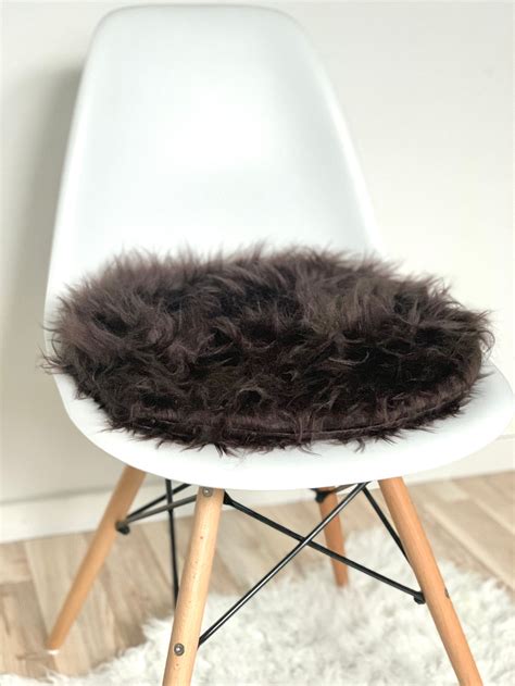 Brown Seat Cushion Round Faux Fur Seat Cushion Brown Fur Etsy