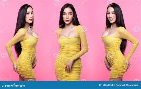 Fashion Asian Woman Tan Skin Black Hair Boob Sexy Royalty Free Stock Image