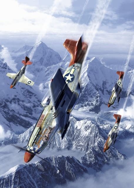 Tuskegee Airmen Flying Near The Alps In Their P 51 Mustangs Print