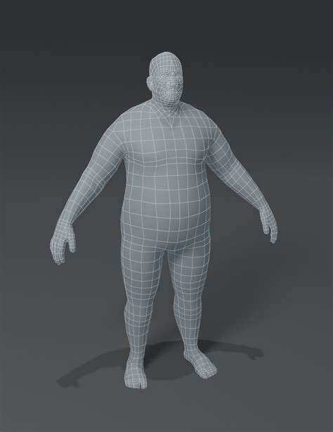 3d Model Male Body Fat Base Mesh 3d Model Vr Ar Low Poly Cgtrader