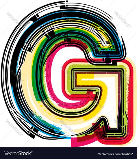 Colorful Grunge Font Letter G Royalty Free Vector Image