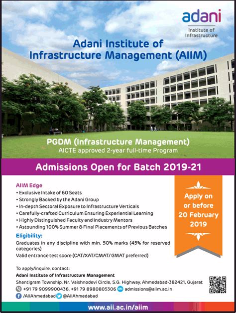 Adani Institute Of Infrastructure Management Admissions Open For Batch