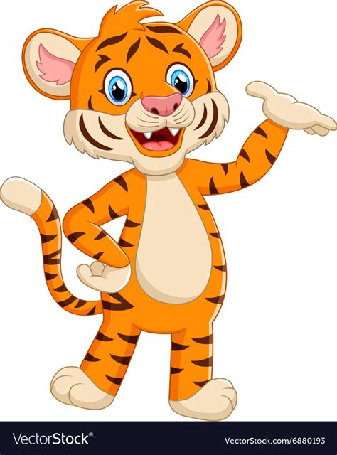 Cute Tiger Posing Cartoon Royalty Free Vector Image