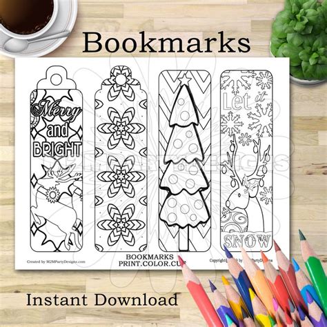 Christmas Bookmark Coloring Bookmarks Bookmark Winter Holiday Coloring