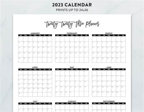 2023 Printable Wall Calendar 2023 Large Calendar 2023 Etsy New Zealand