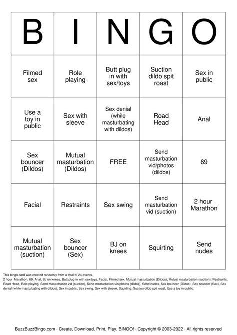 Sex Act Bingo Bingo Cards To Download Print And Customize